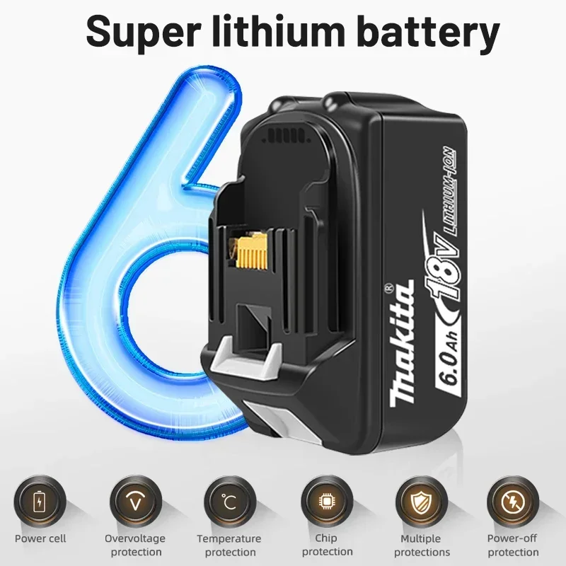 Genuine For Makita 18V 6ah Rechargeable Lithium Ion Battery With Battery indicator BL1830 BL1840 BL1850 Power Tool Battery