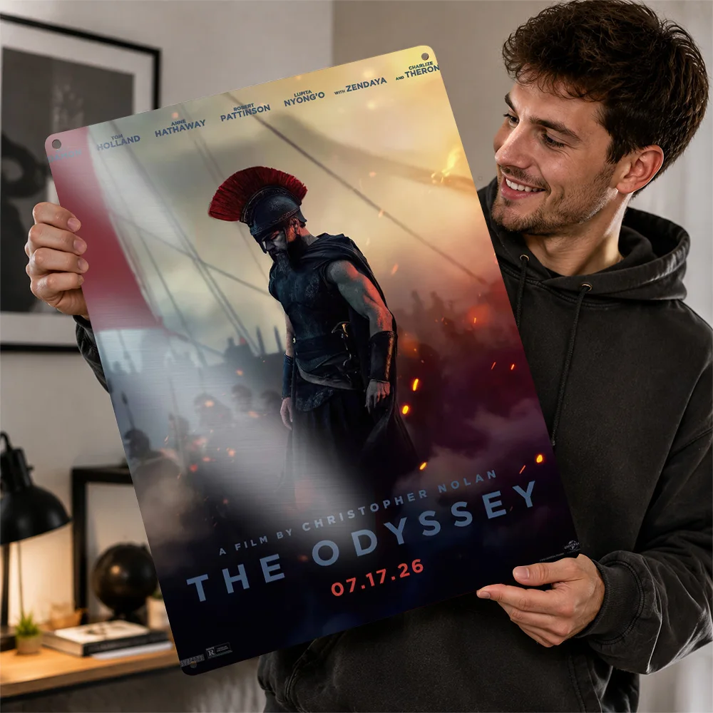 The Odyssey Christopher Nolan Movie 3D Texture Metal Poster Customized Wall Art Tin Sign Gift for Mancave Room Decoration Man
