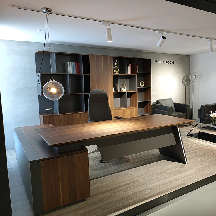 Moderner, minimalistischer, kommerzieller Büroschreibtisch aus Holz, Manager-Chefschreibtisch