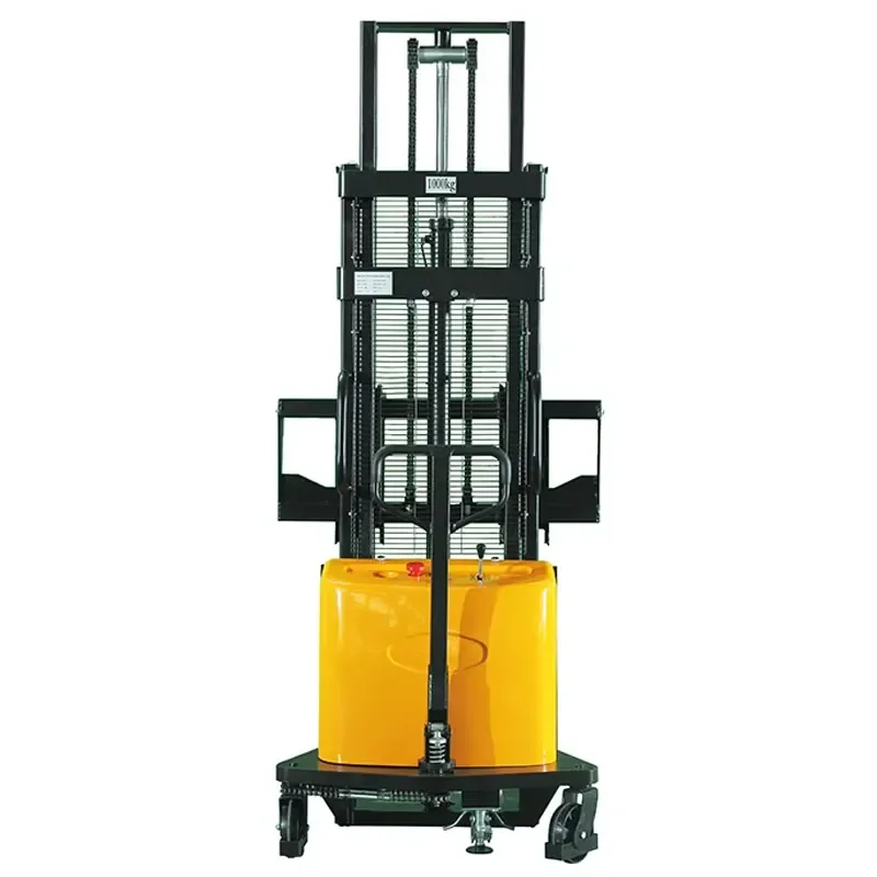 Semi Electric Stacker Crane 1 Ton 2 Ton Manual Forklift Self Loading Pallet Stacker Truck Warehouse Lifting Equipment