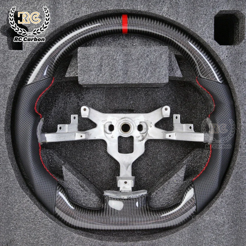 Real Carbon Fiber Steering Wheel For Chevrolet Corvette C6 Z06 ZR1 2006-2013 Racing Sport Wheel Perforated Leather