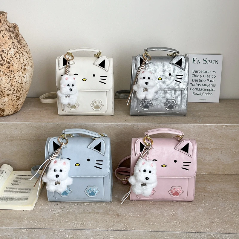 Kawaii Cat Mini Backpack Women Cute Cartoon Cat Ear Embroidery Shoulder Bag Fashion School Crossbody Handbag Purse for Girls