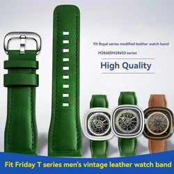New Style Cowhide Fridays Bracelet For Seven On Friday Watch T1/06/01/t2/t3 Series Calfskin Green Brown Blue Watch Strap 26mm