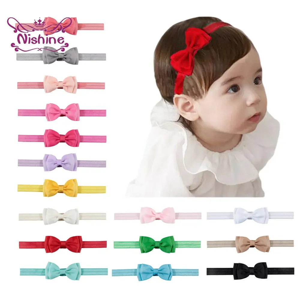 

Nishine 3.2" 10pcs/lot Ribbon Hair Bows Baby Girls Elastic Headband Grosgain Bowknot Hairband Toddler Kids Photography Props