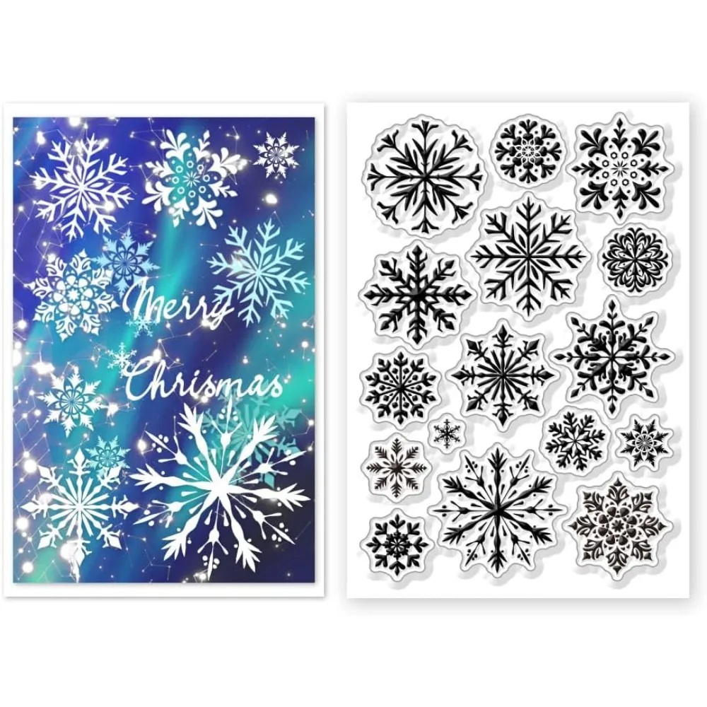 Snowflake Background Clear Stamps Transparent Stamps with Snowflake Pattern for DIY Scrapbooking Making Photo Album Decorative