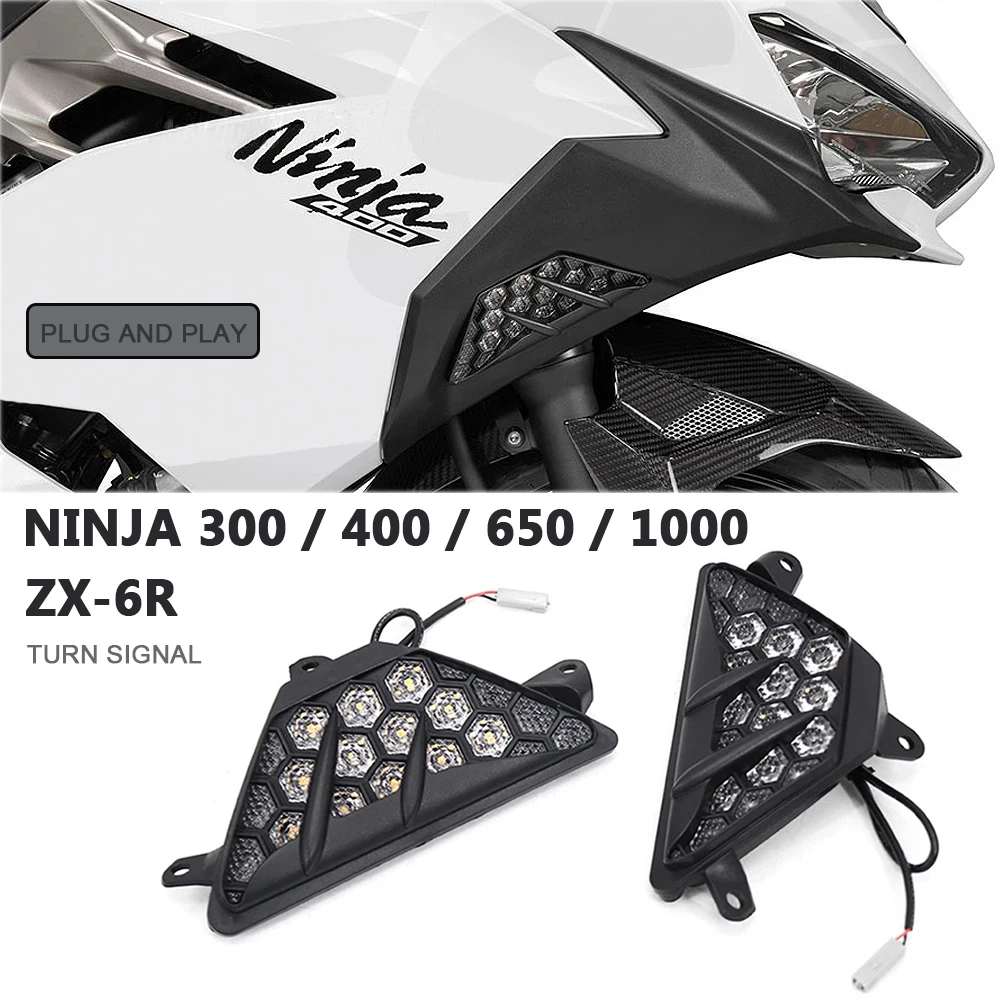 

Motorcycle Accessories LED Turn Signal Light For Kawasaki Ninja 300 400 650 1000 ZX6R ZX-6R 2013-2023 Flasher Indicator Lamp