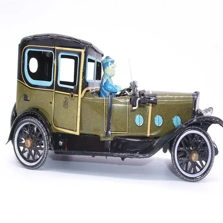 

[Funny] Adult Collection Retro Wind up toy Metal Tin vintage cars Spanish car Mechanical Clockwork toy figures model kids gift