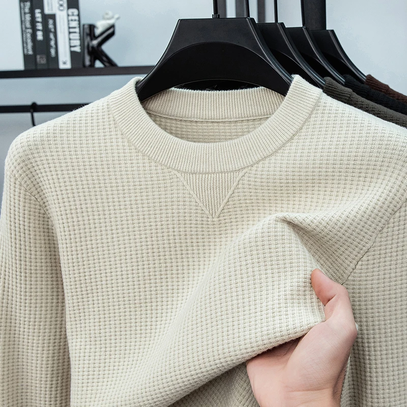 

Autumn and Winter Clothing Men's Round Neck Thick High-end Knitted Sweater 2025 New Casual Jacquard Warm Base Sweater Sweater