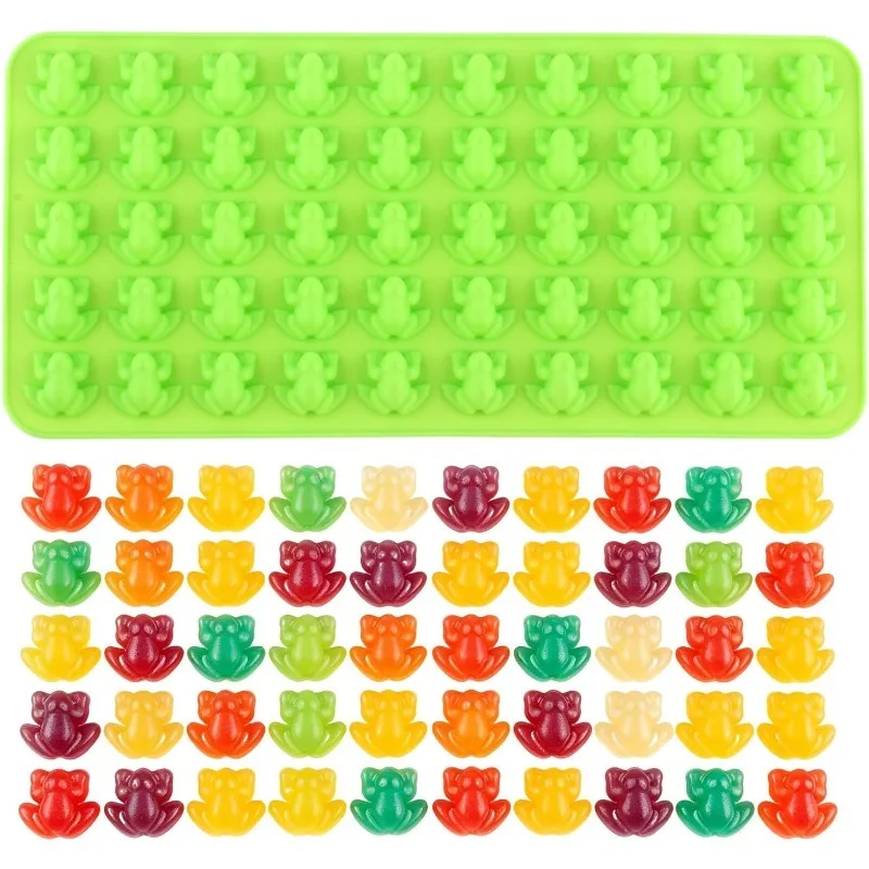 50 Cavity Frog Silicone Mold Jummy Chocolate Candy Ice Cube Pudding Jelly Food Grade Non Stick Heat Resistant Reusable DIY Kids