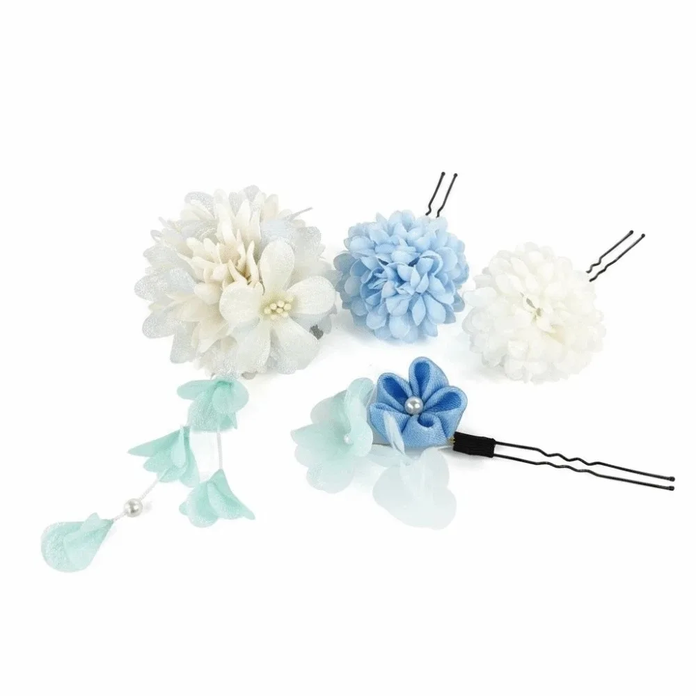 

Elegant Kimono Hair Clips Traditional with Tassel Ball Chrysanthemum Hair Accessories Japanese Style Cloth Hair Accessories Set
