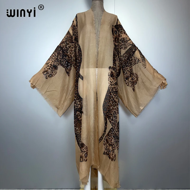 WINYI neues Sommer-Outfit Kimono Afrika Boho Strand vertuschen muslimisches Kleid Strickjacken Strandkleidung Frauen Abaya Dubai Luxus-Kaftan