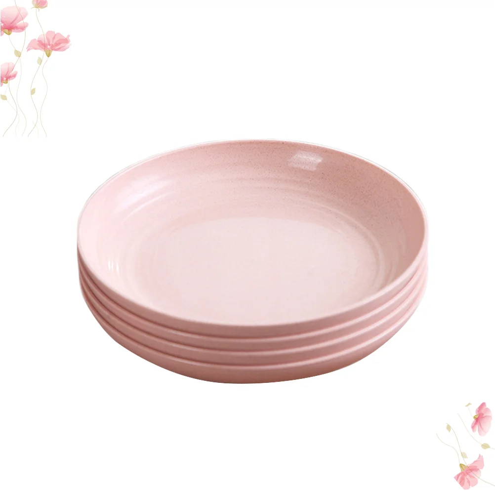 4pcs Round Platters -resistant Dinner Plate Food Platter for Home Restaurant (Beige)