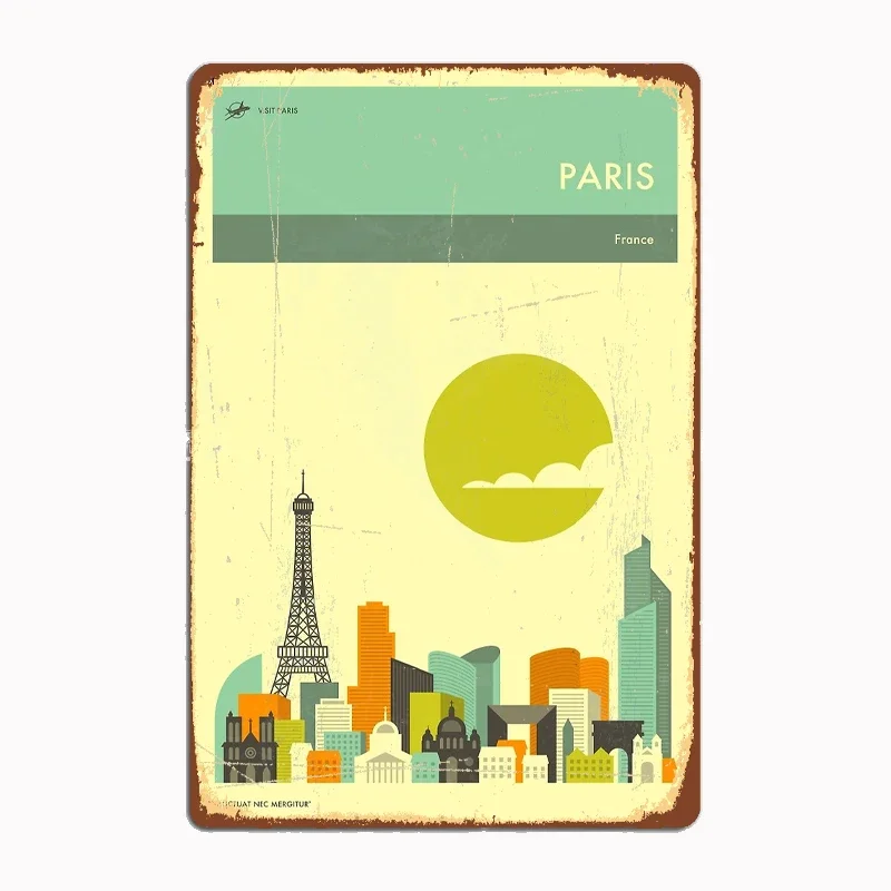 

PARIS TRAVEL POSTER Art Metal Sign Pub Garage Wall Pub Designing Wall Plaque Tin Sign Posters