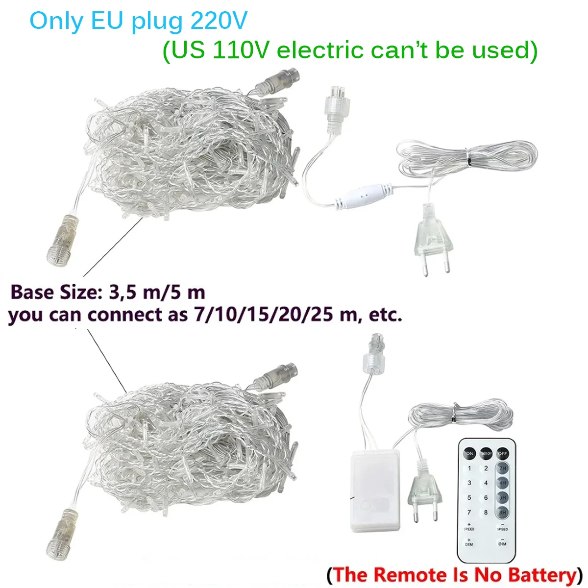 LEDストリングライト,妖精の装飾,花輪,リモコン,クリスマス,新年,結婚式,通り,休日,3.5-40m