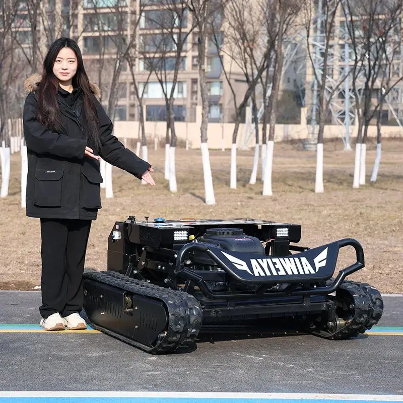 

Customized farm wasteland clearing machine, all-terrain tracked remote-controlled lawn mower, weed removal