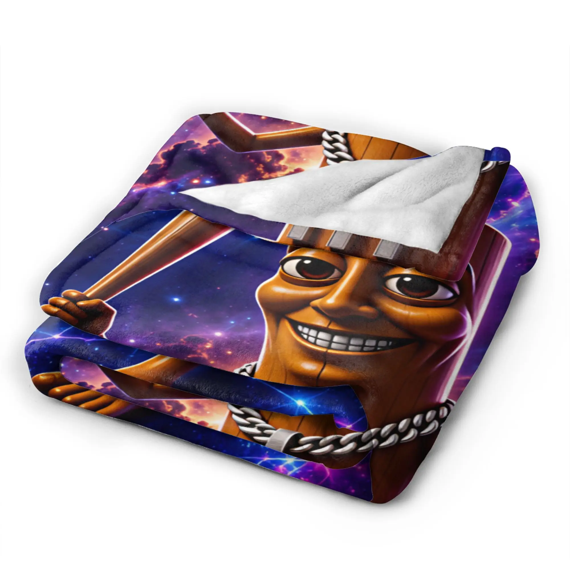Tung Tung Sahur Galaxy Baseball Bat Meme Blankets Winter  Cozy Throw Blanket For Adults Living Room Flannel Bedspread Bed Cover