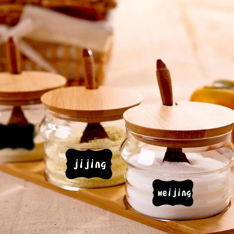 防水黒板キッチンスパイスラベルステッカー、ホームジャーボトルタグ、ブラックボードラベルステッカー、マーカーなし、40-120個