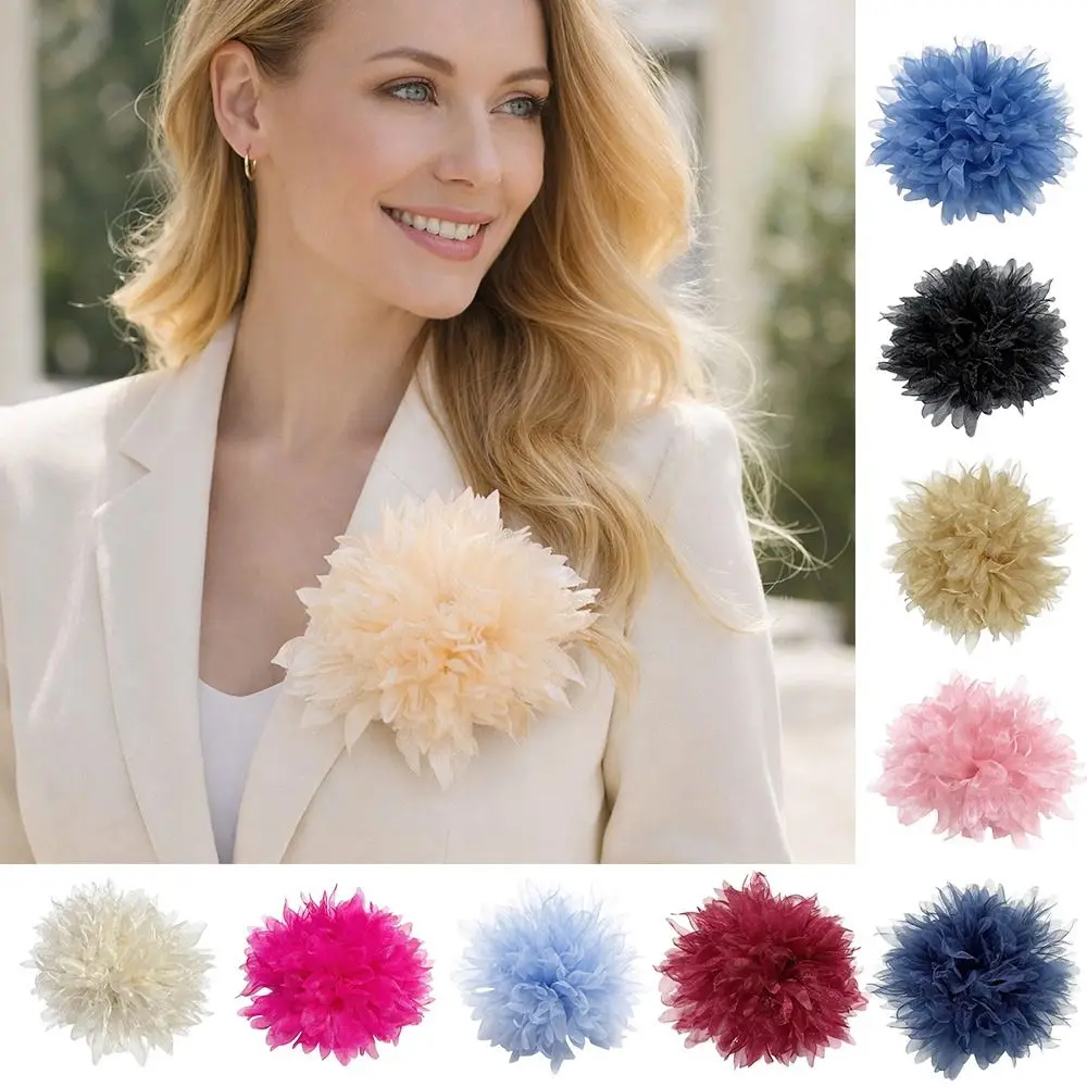 Handmade Lace Flower Brooch Sewing Applique Accessories Clothing Dress Neck Decoration Chest Flower Irregular Organza
