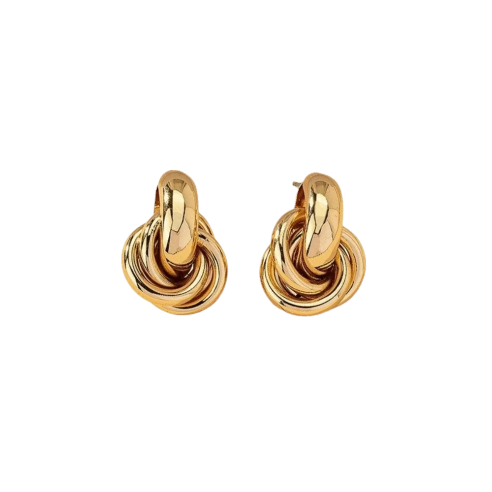 Creative Geometric Knot Earrings Irregular Multi-layer Design Metal Stud Earrings Vintage Chunky Style Drop Earrings Daily
