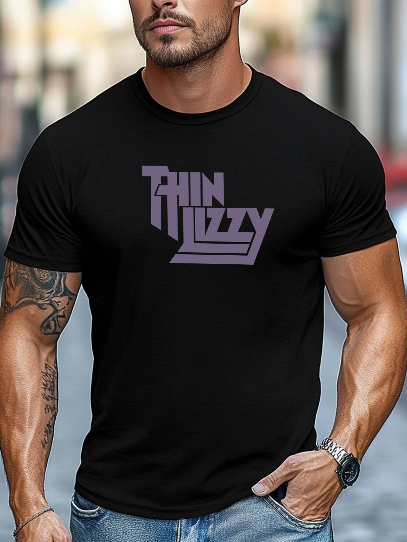 

Men t-shirt THIN LIZZY Graphic Summer Soft Comfort Fit Tee Daily Wear Tops