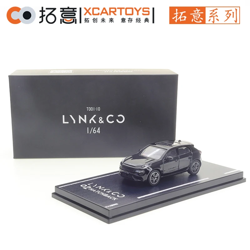 XCarToys 1/64 Lynk&Co 02 Black Crystal Box Adult Car Alloy Toys Motor Vehicle Diecast Metal Model Kids Xmas Gift Toys for Boys