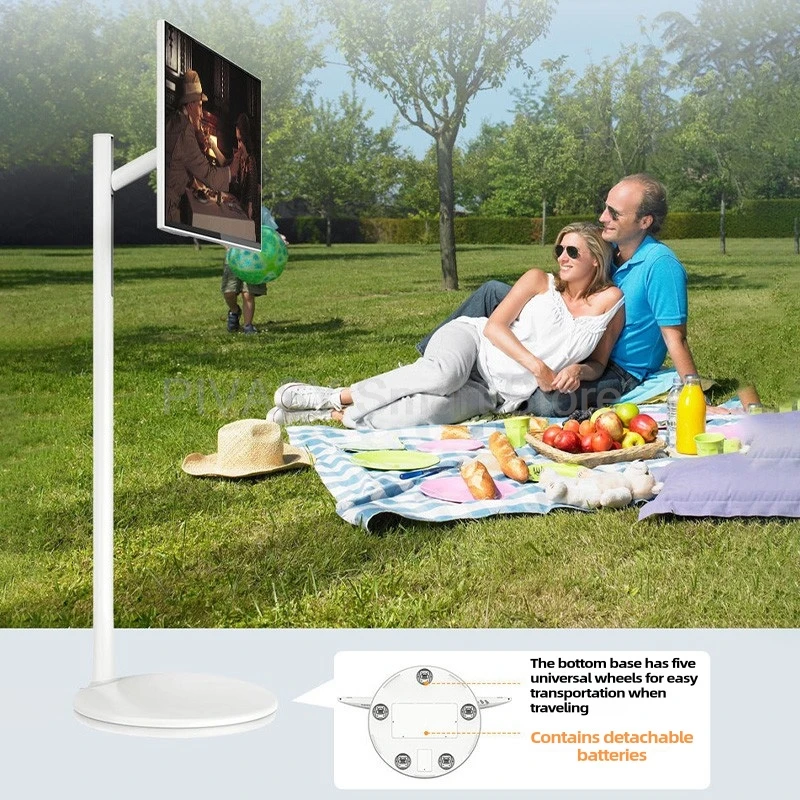 Touch Screen 32 Inch Android Smart TV Stand 10000mAH High-Battery 8+128G 4K UHD Device Rotatable Movable Monitor for Gym Live