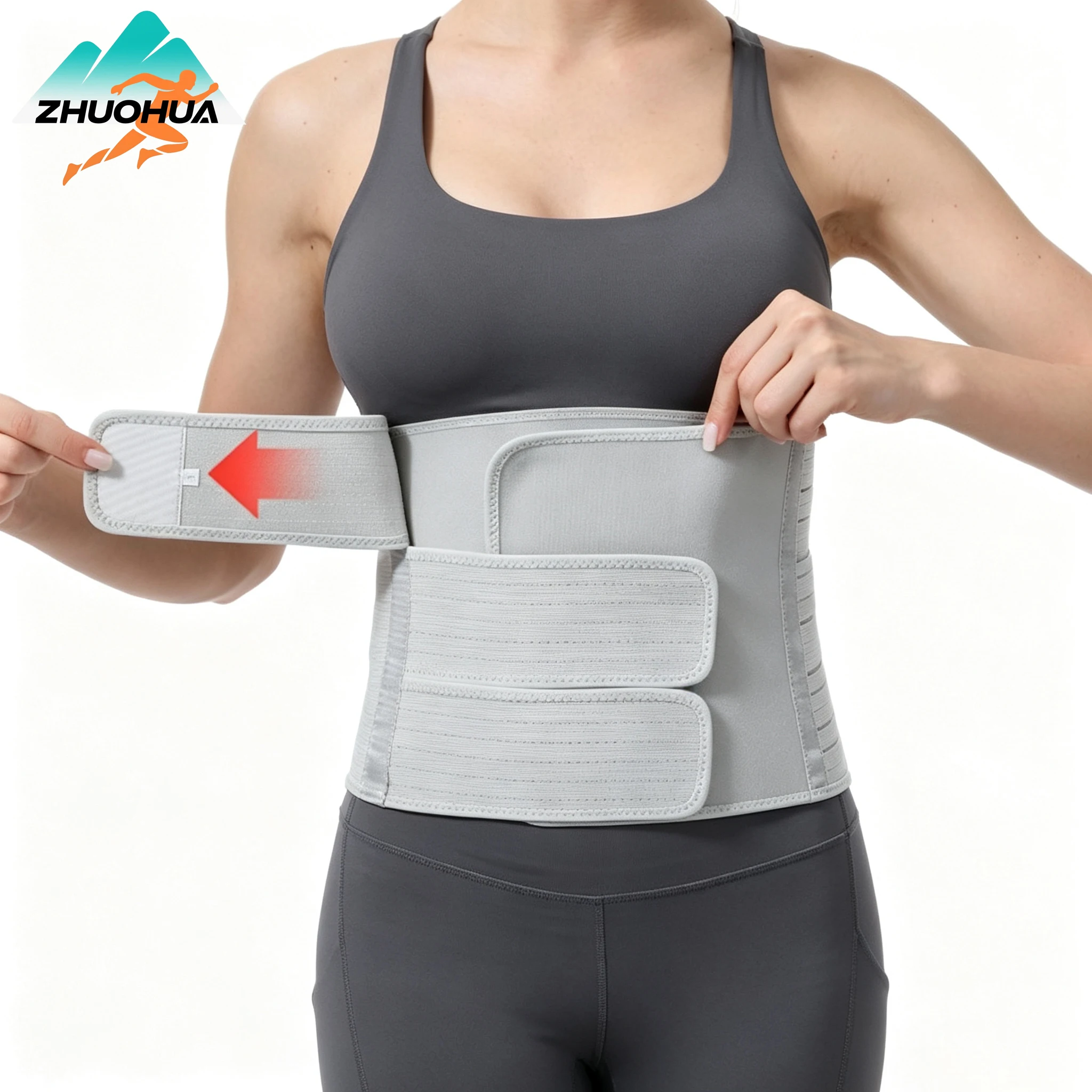 ZHUOHUA Adjustable Postpartum Recovery Abdominal Binder, 3‑Segment Pressure Postnatal Belly Wrap, Waist Support Belt for Women
