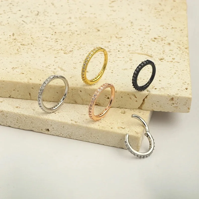 16G Clear CZ Nose Ring Hoop 31 - Body Jewelry And Earrings ulasan dan harga