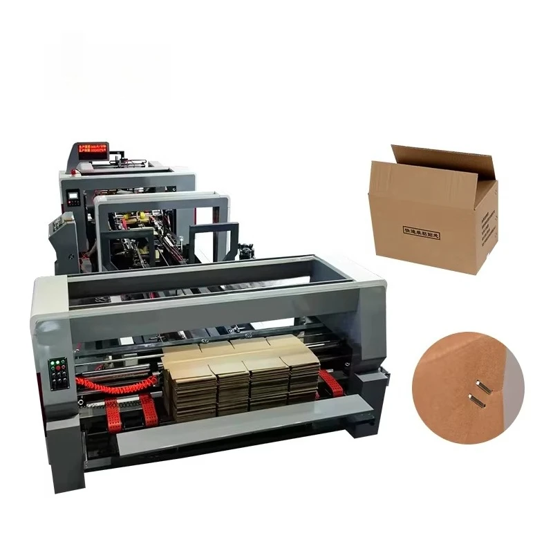 Automatic Carton Paper Board Stitching Machine Corrugated Box Stitcher Carton Box Stapler Folder Gluer Machine