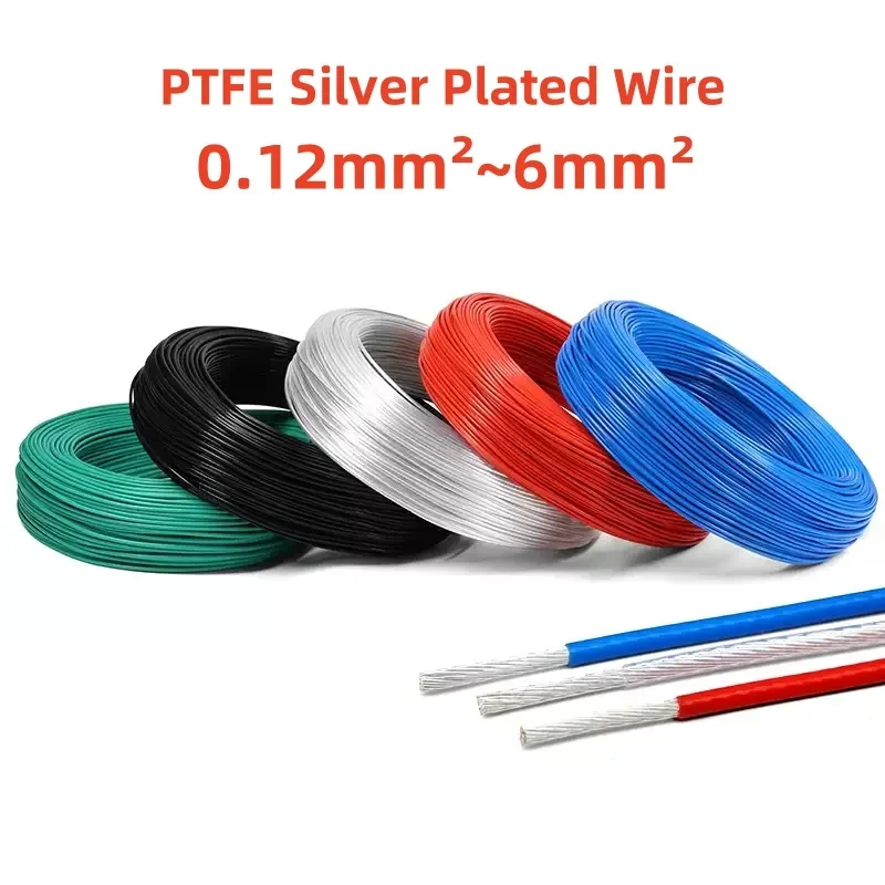 1Meter PTFE Silver Plated Wire High Purity OFC Electronic HiFi Audio Speaker Headphone DIY Signal Copper Cable  0.12mm²~6mm²