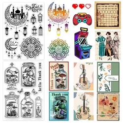 Eid al-Fitr Clear Stamps for DIY Scrapbooking Lanterns Moon Silicone Clear Stamp Seals Transparent Stamps for Cards Making Photo