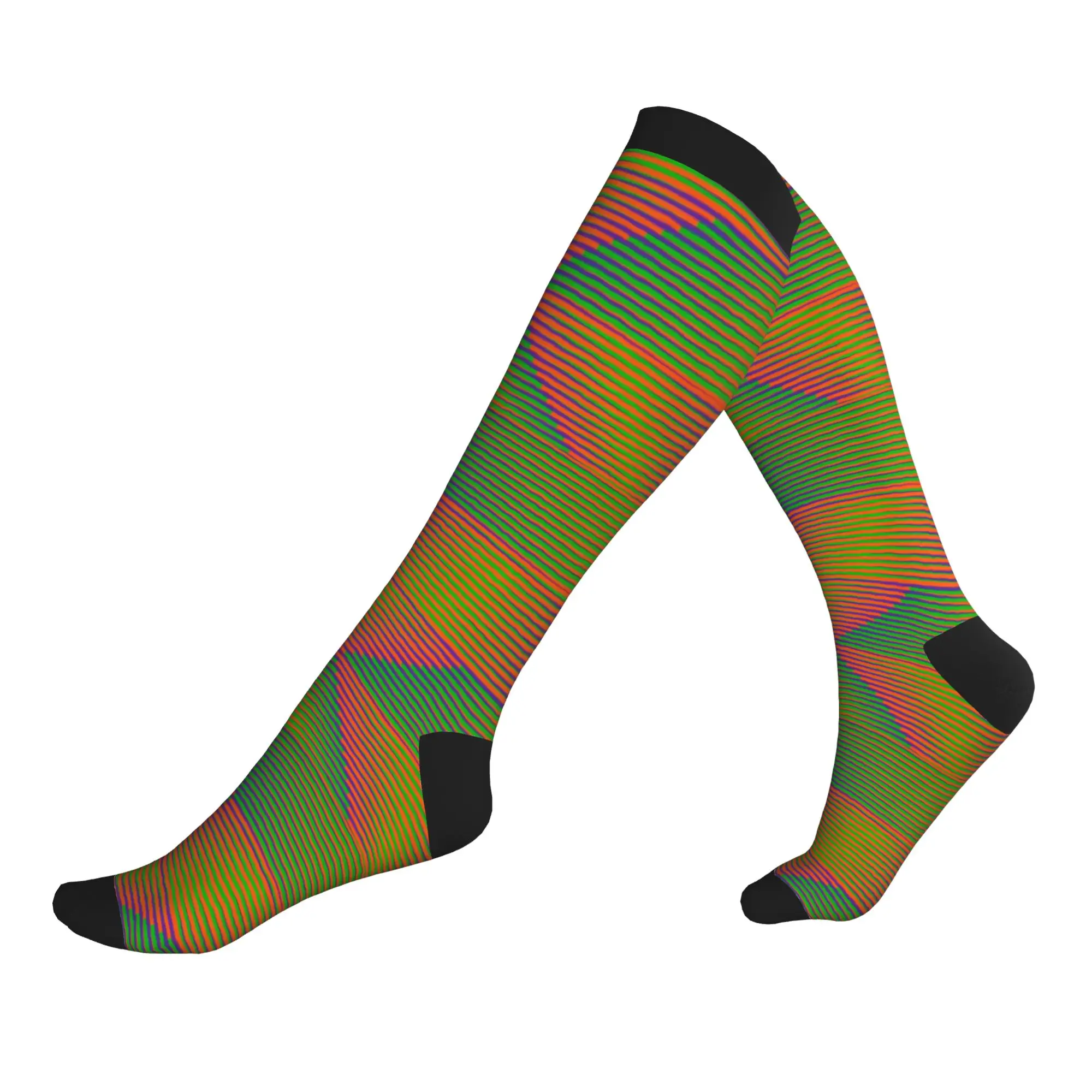 Kawaii Men's Carlos Cruz Diez Permutation Dress Socks Unisex Breathbale Warm 3D Printing  Sports Compression Socks