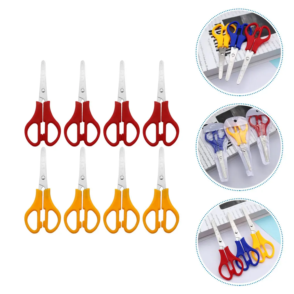 8 قطعة مقص حرفي محمول ذو طرف مستدير لتقوم بها بنفسك سجل القصاصات بطاقات المعايدة اليدوى مشاريع فنية الفولاذ المقاوم للصدأ حافة ناعمة