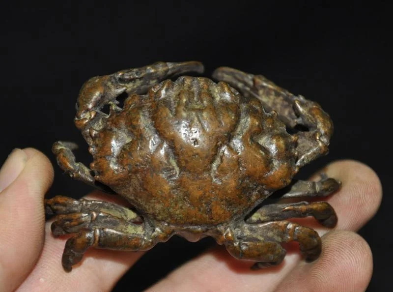 

2.6"chinese modern exquisite handicrafts bronze Feng Shui wealth Lucky Crab sculpture