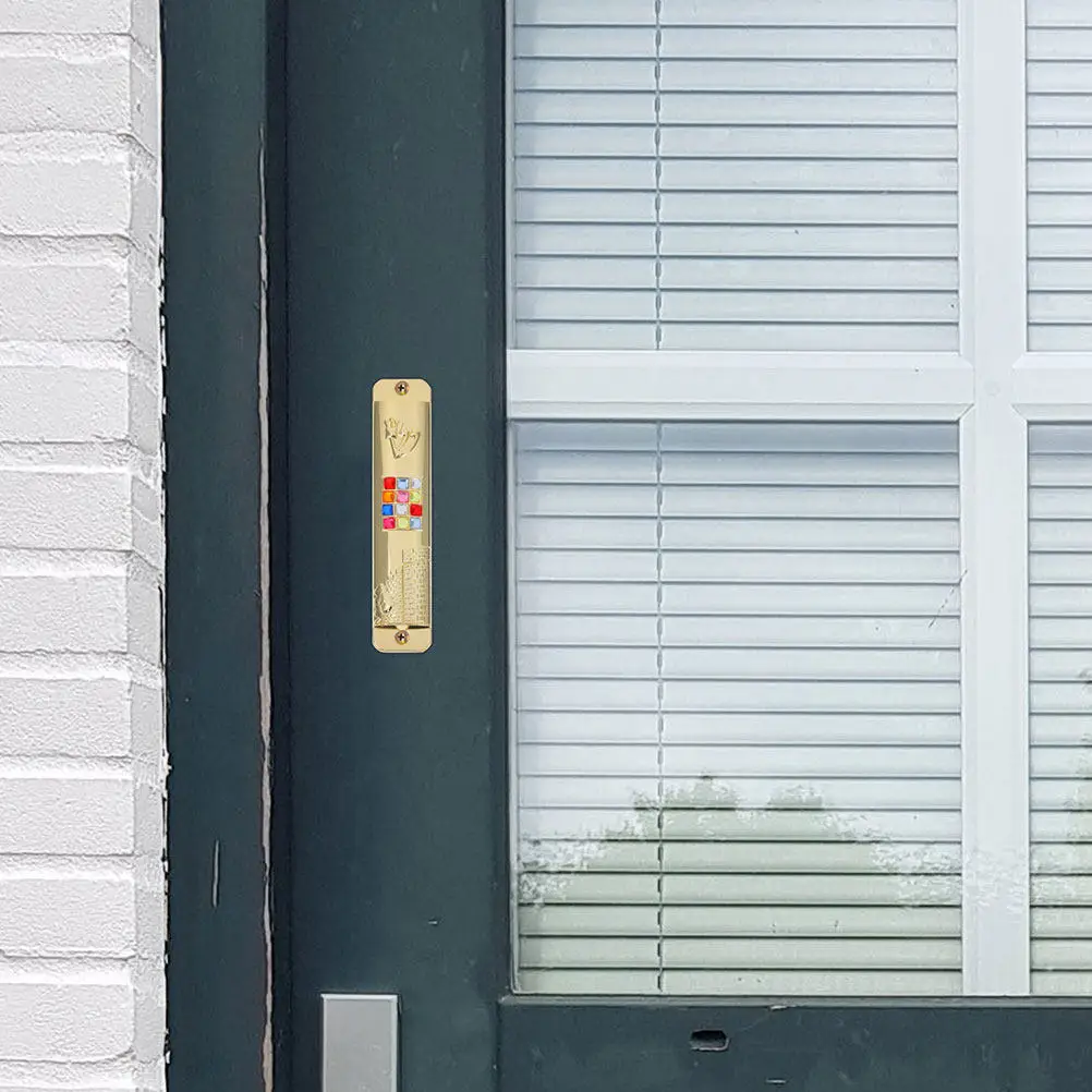 2Sets Decorative Metal Mezuzah for Door with Authentic Kosher Scroll Religious Jewish Symbol Zinc Alloy Home Protection Door
