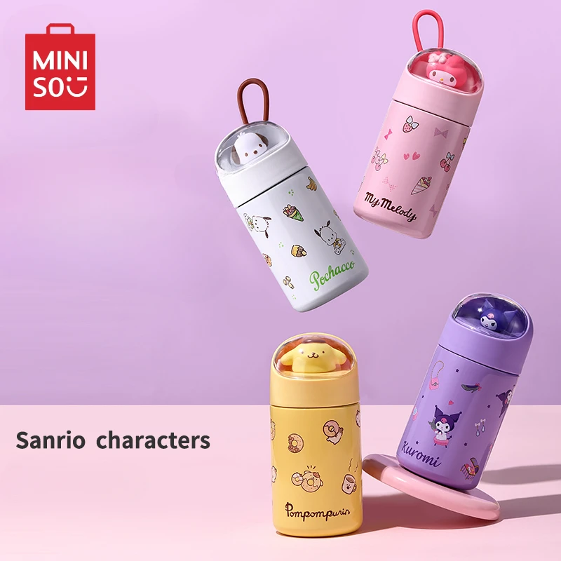 MINISO Sanrio Characters Thermos Cup Outdoor Portable Water  Cute Cartoon Children's Toy Hello Kitty Hangyodon Birthday Gift