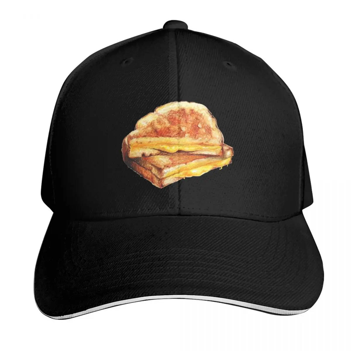 Grilled Cheese Sandwich Baseball Cap Breathable Mesh Back Adjustable Buckle Closure Moisture Wicking Quick Dry