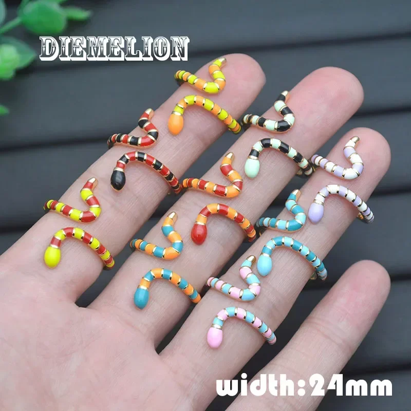 

New Fashion Colorful Enamel Snake Rings for Women Beautiful Animal Snake Opening Adjustable Ring Femme Party Jewelry Gift