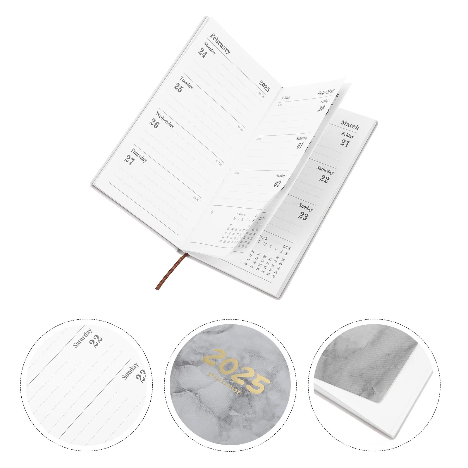 The Notebook 2025 Schedule Agenda Notepad Planner Writing Wear-resistant Manager 1740X970X090CM Grey Student Work