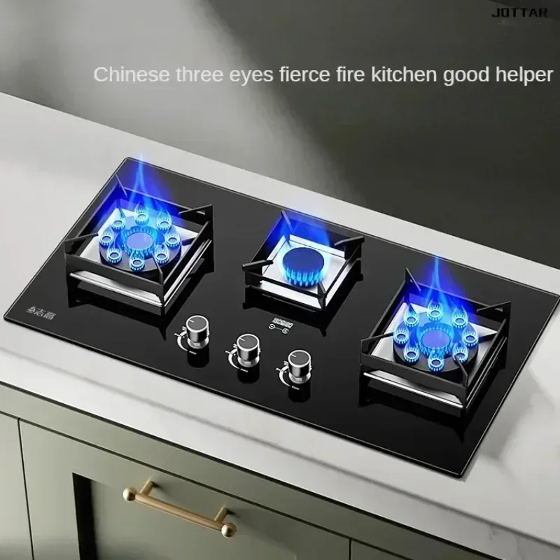 Household gas stove. New. Three-eye gas stove. Double-burner embedded. Liquefied gas three burner stove.