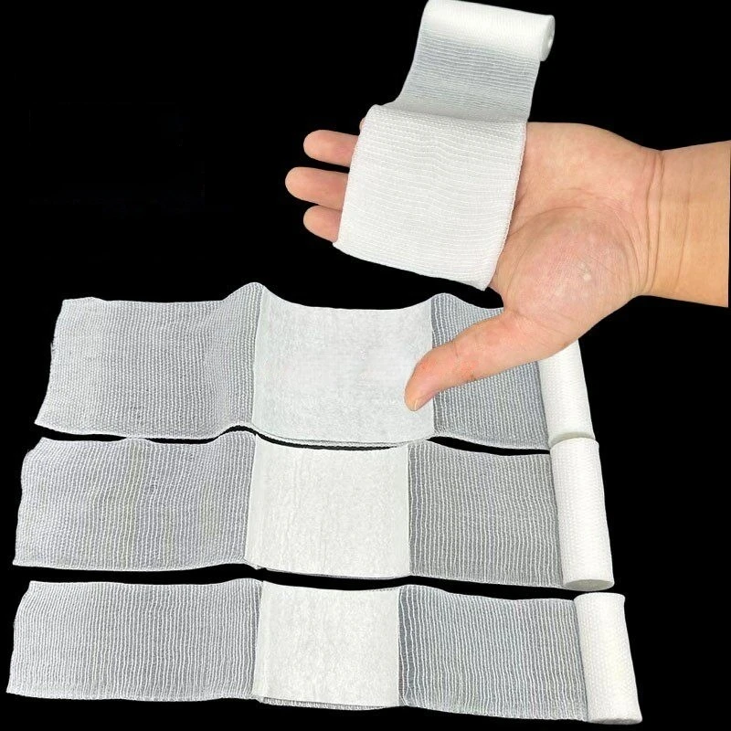 6Pcs Sterile Trauma Hemostatic Bandage PBT Elastic Disposable Roll Highly Absorbent Pads for Wound Care First Aid Travel
