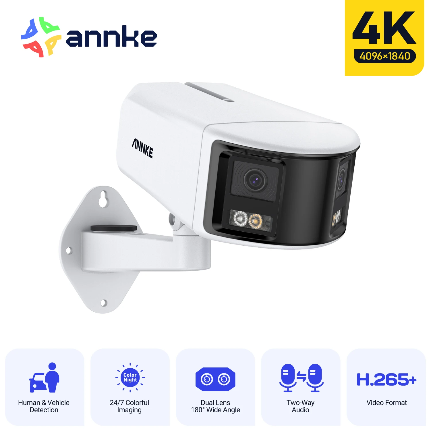 

ANNKE 8MP 4K 6MP камера безопасности двойной объектив обнаружения человека двустороннее аудио 180 ° Широкоугольная панорамная IP-камера Poe с двумя объективами