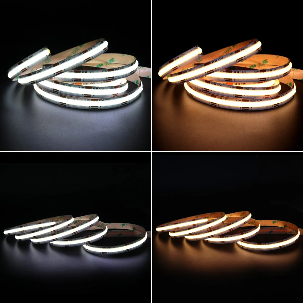Dimmable COB LED Strip with CCT LED Remote Control Full Set 576LEDs High Density Flexible COB Strip Lights for Room Decor