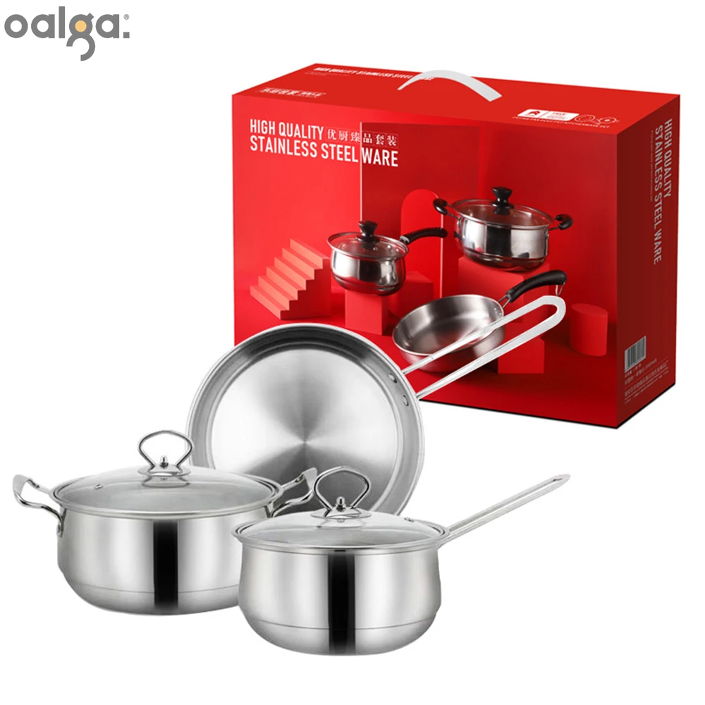 

Stainless Steel Kitchen Cookware Set Practical Soup Pot Milk Frying Pan Cookware Set Kitchen Cooking Pot Set Pots and Pans Set