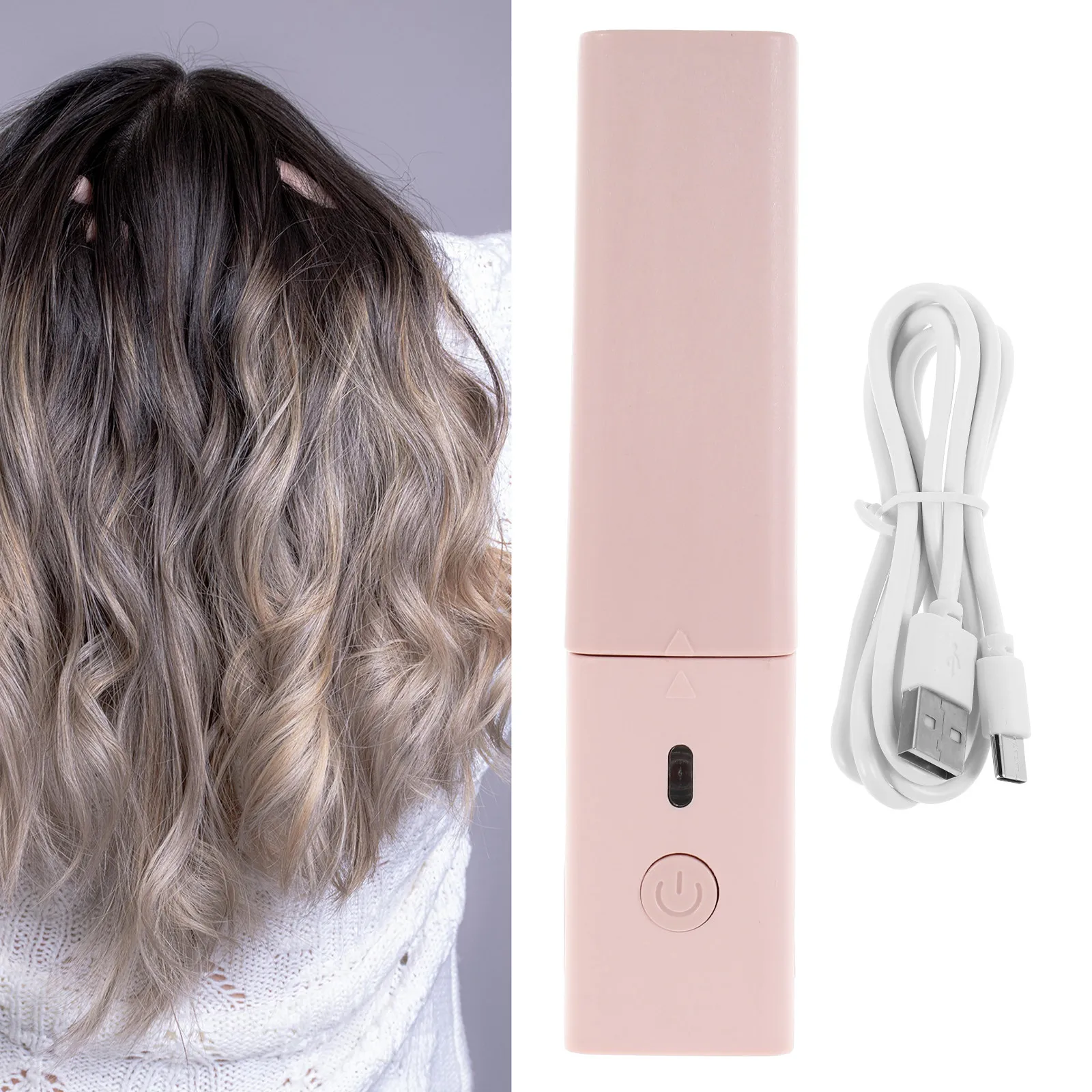 

USB Hair Straightener Curling Iron Dual Function Portable Mini Styling Tool for Short Hair Travel Fast Heating Type-C Interface