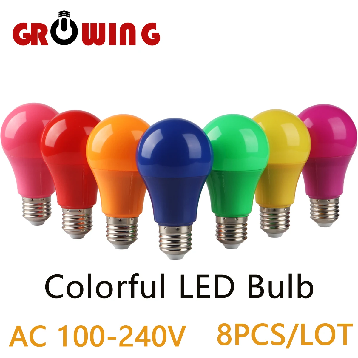 

8PCS Colorful Bomlillas E27 B22 Base Red Yellow Orange Green Lampada Ampoule 8W AC 100-240V Flashlight A60 Bulbs Home Decor