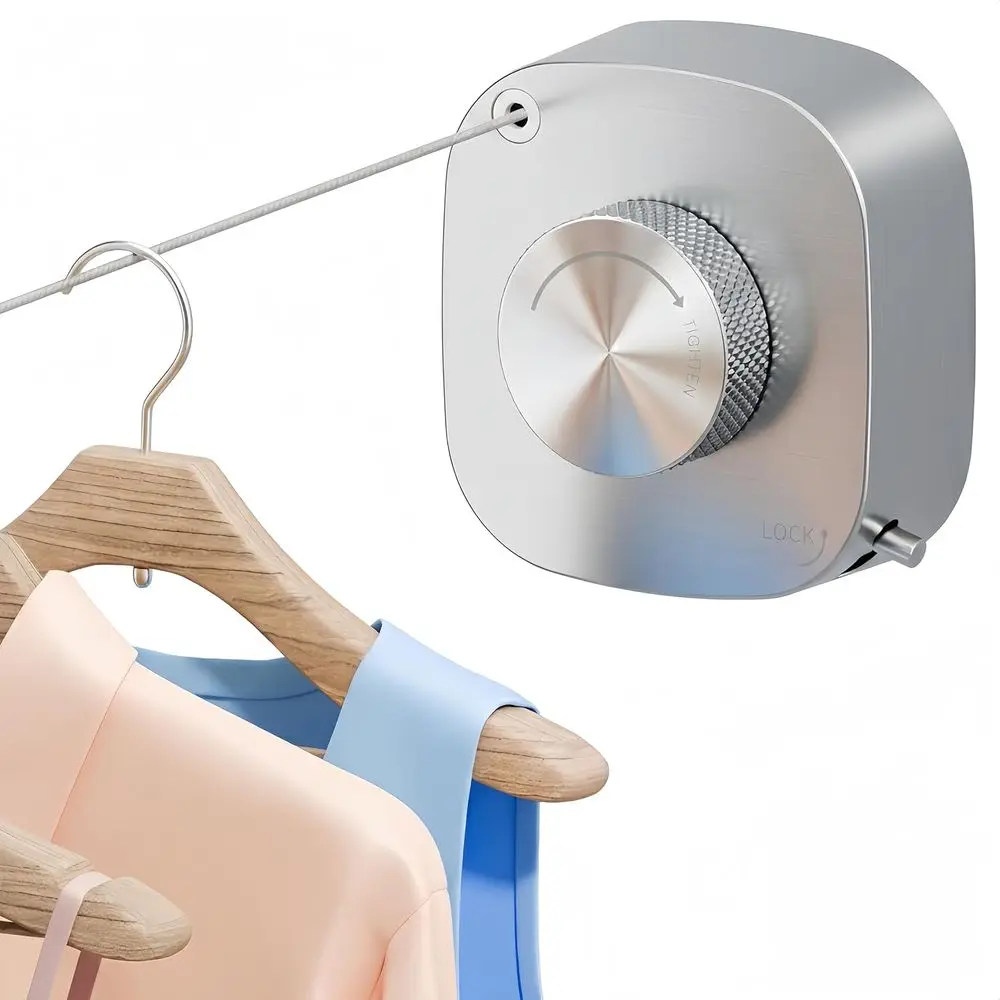 Indoor Retractable Clothesline, 13.8ft Outdoor Line, Non-Sag Stainless Steel Laundry Drying Line, Wall Mount or Bathroom, Brushe