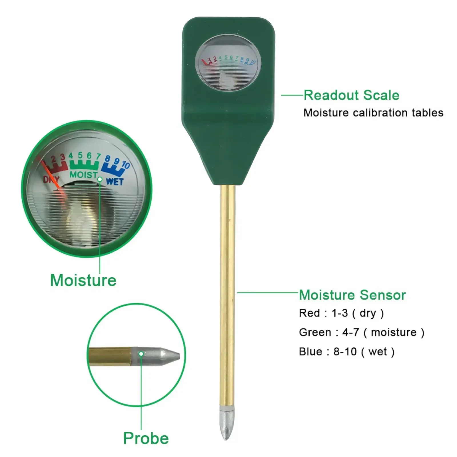 For Flower Plant Soil Moisture Soil Moisture Sensor Hygrometer Tester Metal Plastic Portable Convenient Resistant Practical