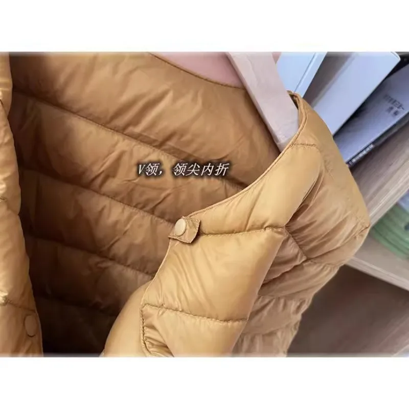 Women's South Korea Autumn Winter White Duck Down Coat New Arrival Lightweight Down Jacket Short Length Warm Lining Slim