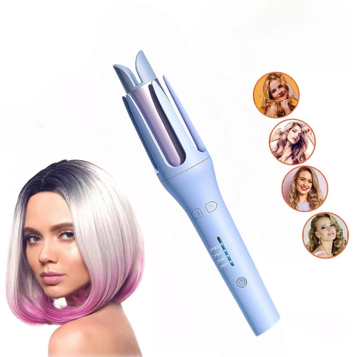 32mm Ceramic Automatic Rotating Hair Curler, Wave Iron for Home Styling & Prom Night Hairstyle